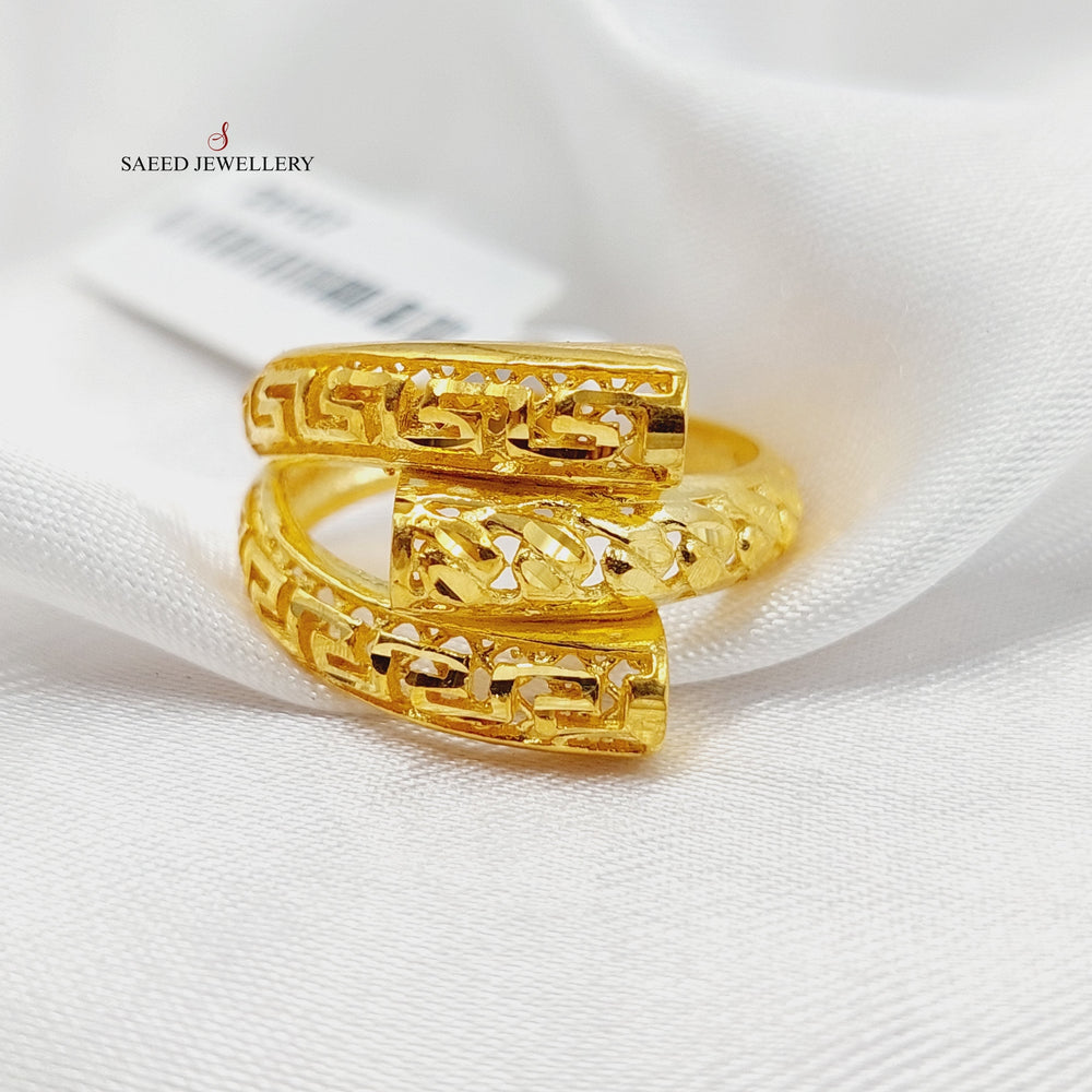 21K Gold Engraved Hexa Ring by Saeed Jewelry - Image 2