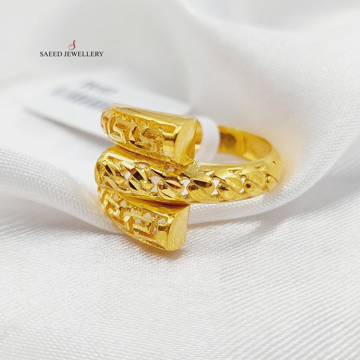 21K Gold Engraved Hexa Ring by Saeed Jewelry - Image 3