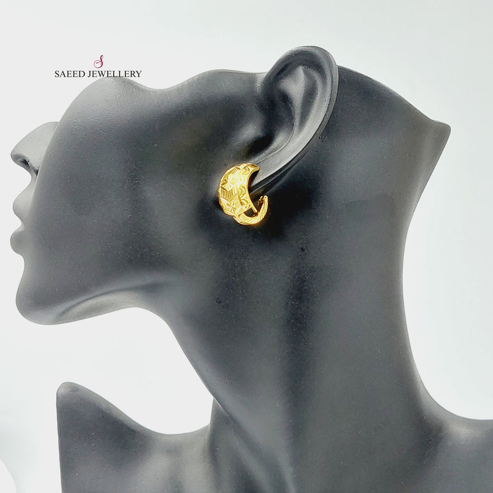 21K Gold Engraved Hoop Earrings by Saeed Jewelry - Image 2