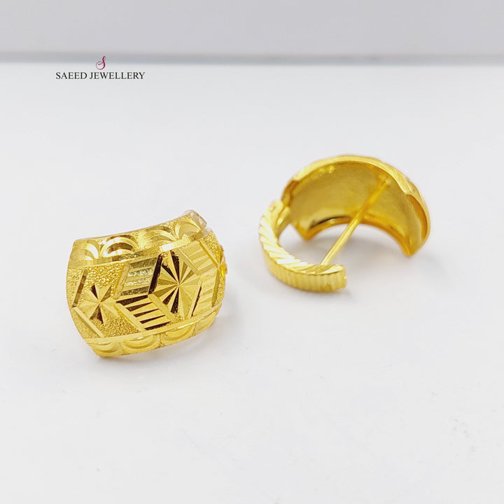 21K Gold Engraved Hoop Earrings by Saeed Jewelry - Image 4