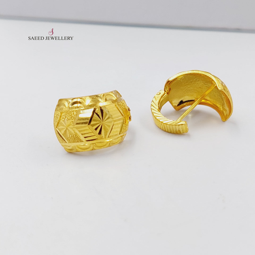 21K Gold Engraved Hoop Earrings by Saeed Jewelry - Image 5
