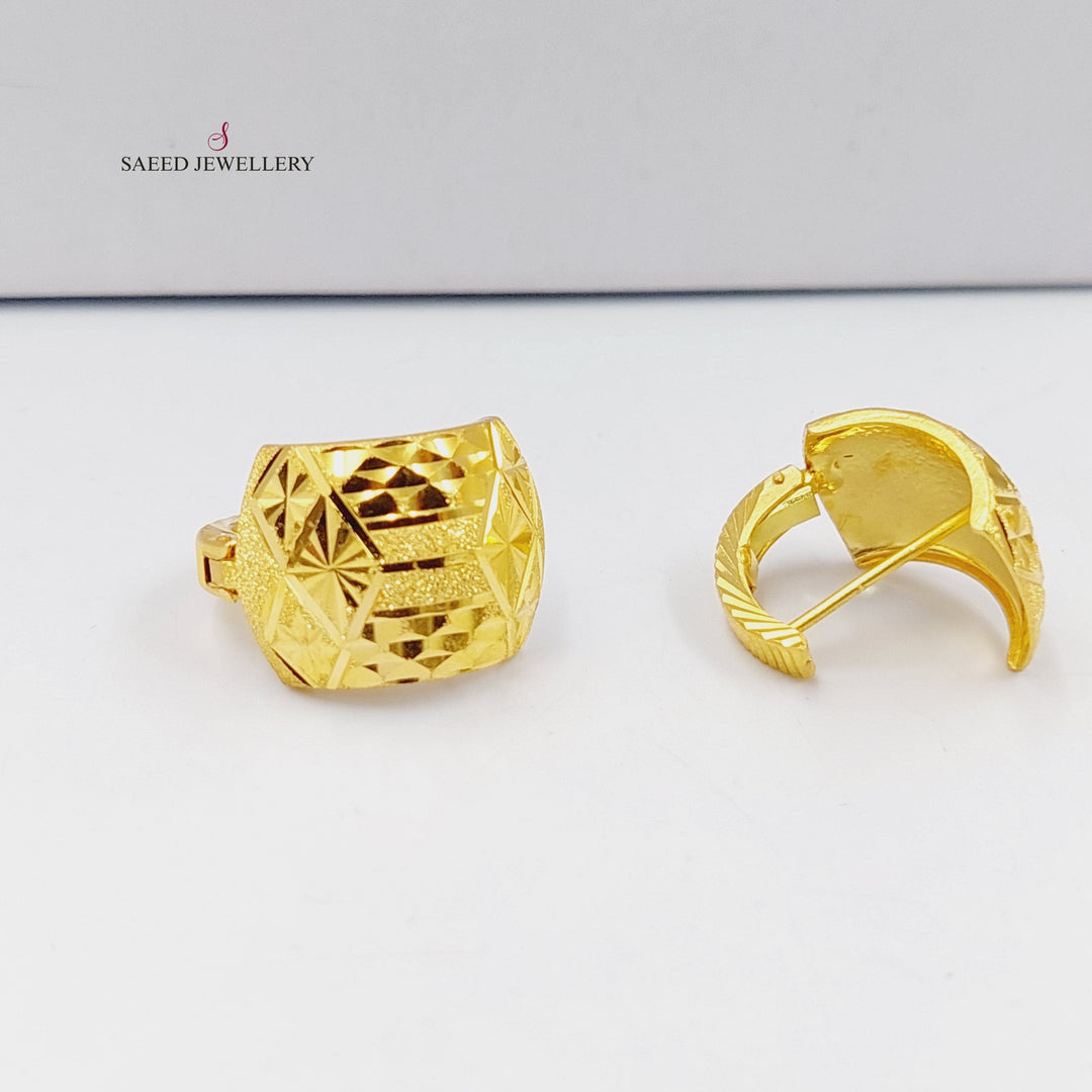 21K Gold Engraved Hoop Earrings by Saeed Jewelry - Image 4