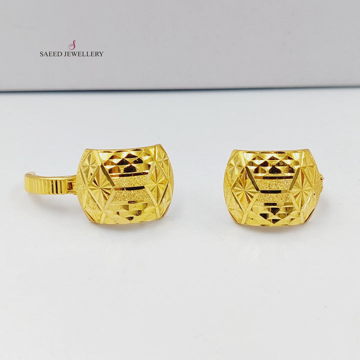 21K Gold Engraved Hoop Earrings by Saeed Jewelry - Image 5