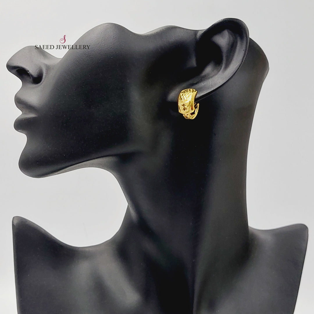 21K Gold Engraved Hoop Earrings by Saeed Jewelry - Image 2