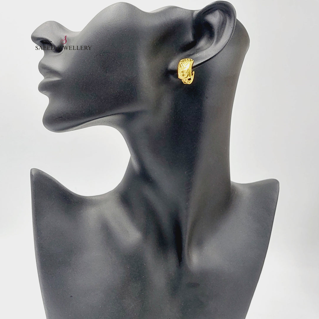21K Gold Engraved Hoop Earrings by Saeed Jewelry - Image 3