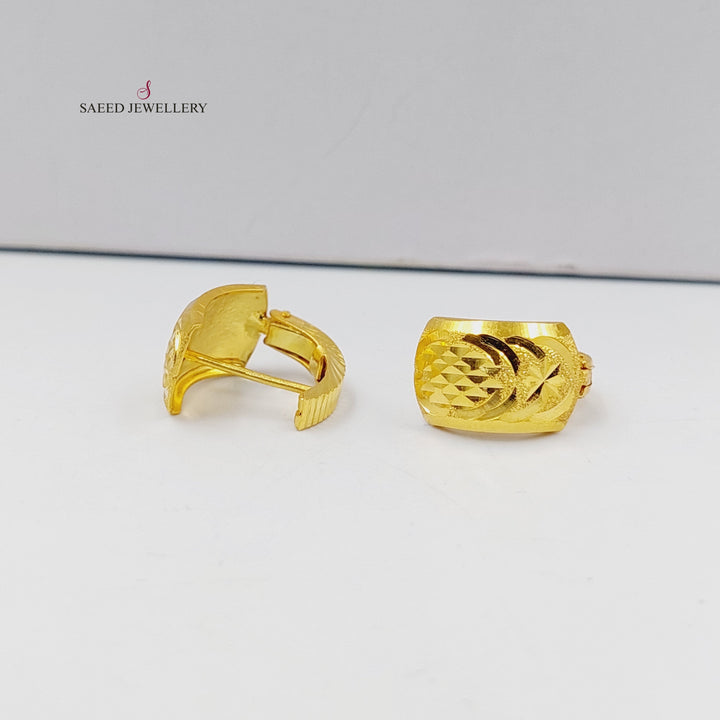 21K Gold Engraved Hoop Earrings by Saeed Jewelry - Image 4