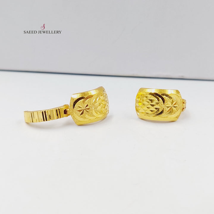 21K Gold Engraved Hoop Earrings by Saeed Jewelry - Image 5
