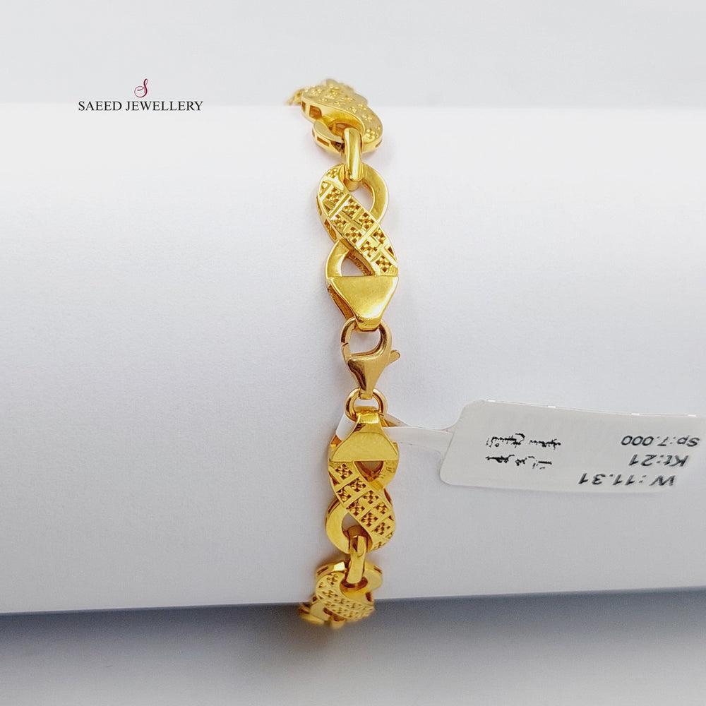 21K Gold Engraved Infinite Bracelet by Saeed Jewelry - Image 2