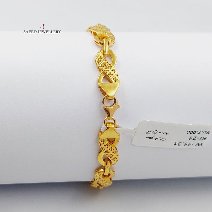 Engraved Infinite Bracelet  Made Of 21K Yellow Gold by Saeed Jewelry-30295