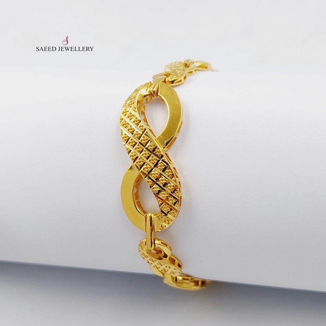 Engraved Infinite Bracelet  Made Of 21K Yellow Gold by Saeed Jewelry-30295