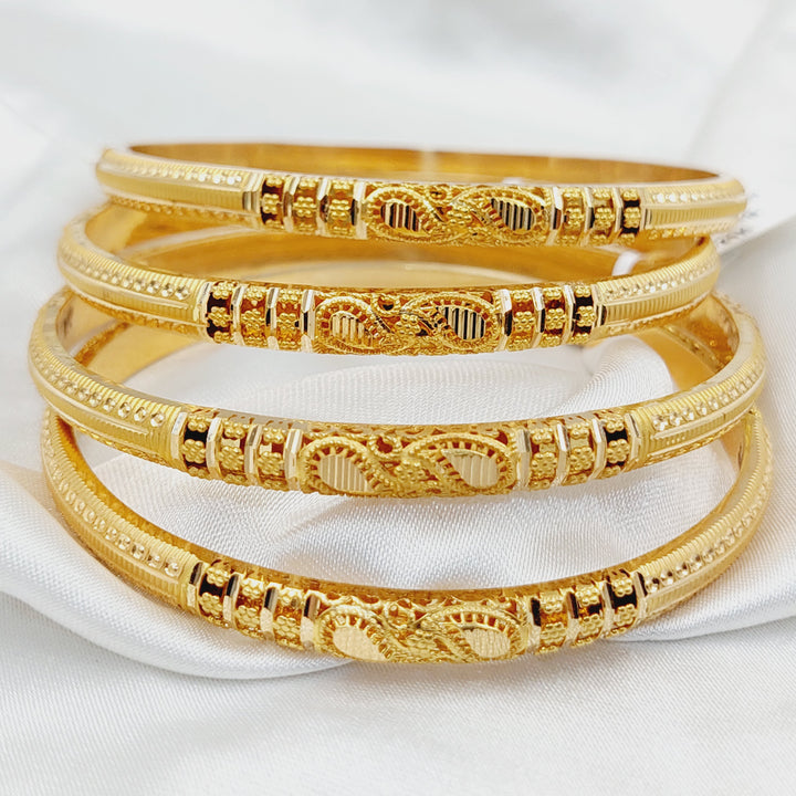21K Gold Engraved Kuwaiti Bangle by Saeed Jewelry - Image 5