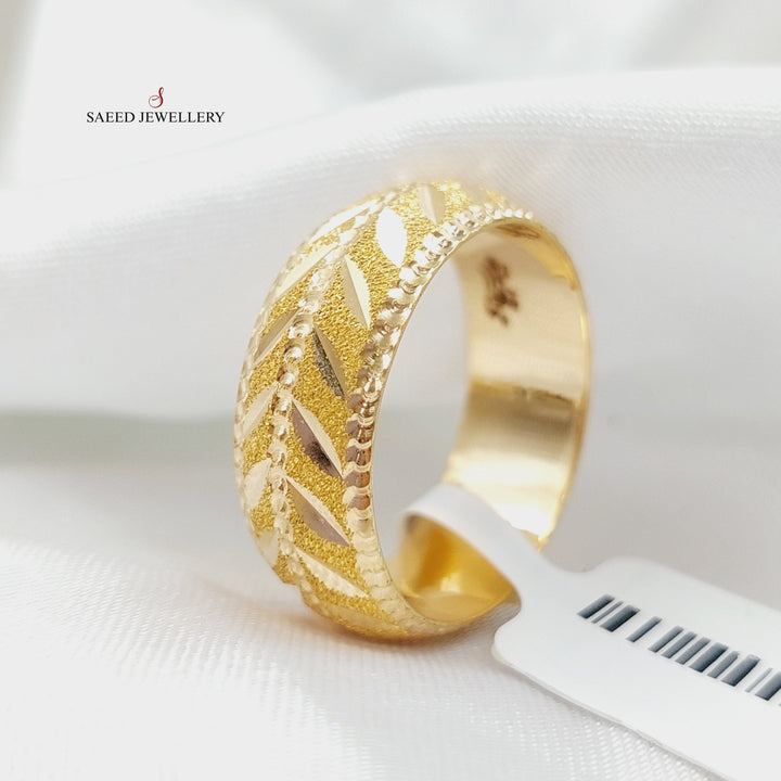 21K Gold Engraved Leaf Wedding Ring by Saeed Jewelry - Image 5