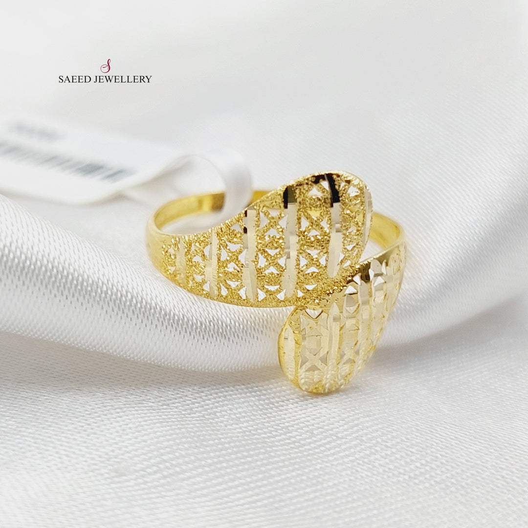 18K Gold Engraved Light Ring by Saeed Jewelry - Image 2