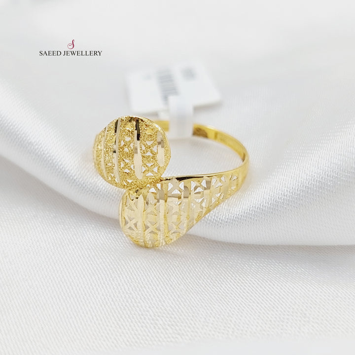 18K Gold Engraved Light Ring by Saeed Jewelry - Image 3