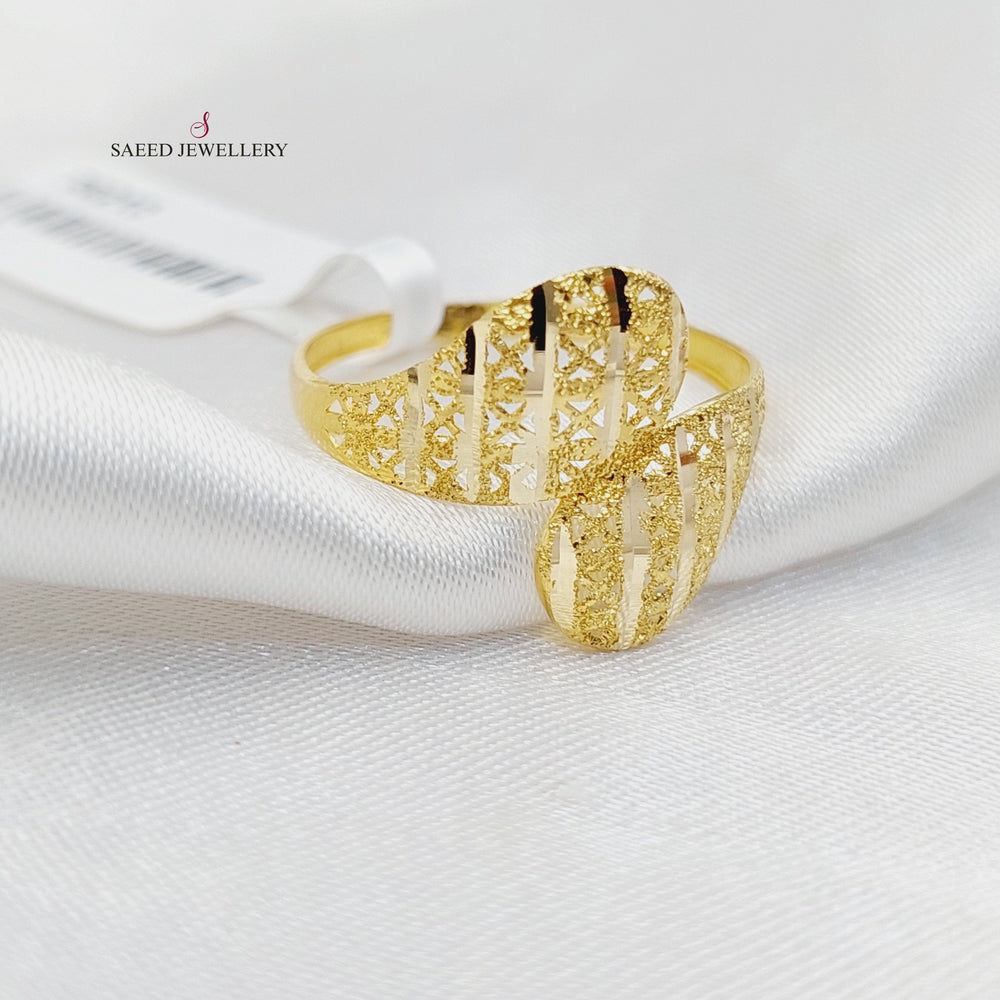 18K Gold Engraved Light Ring by Saeed Jewelry - Image 2