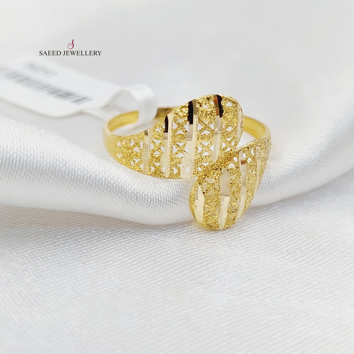 18K Gold Engraved Light Ring by Saeed Jewelry - Image 2