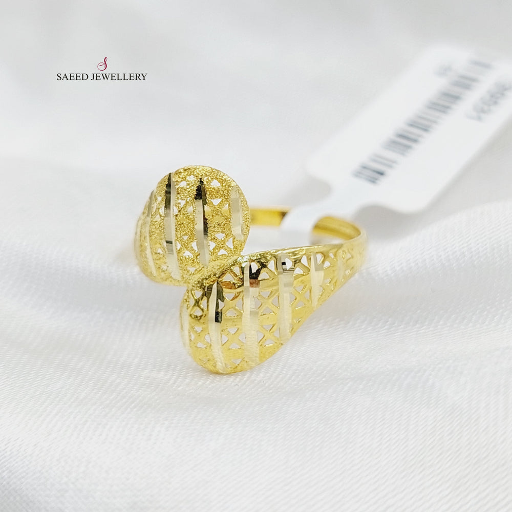 18K Gold Engraved Light Ring by Saeed Jewelry - Image 2