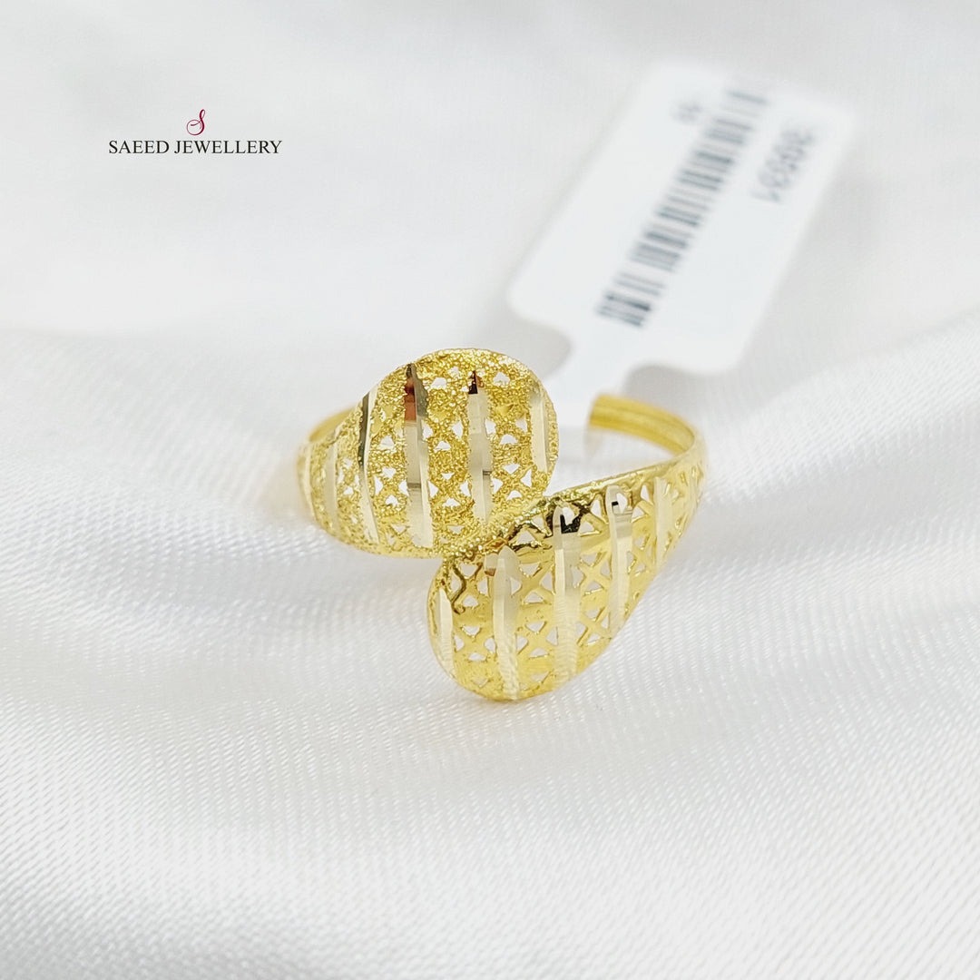 Engraved Light Ring  Made Of 18K Yellow Gold by Saeed Jewelry-30530