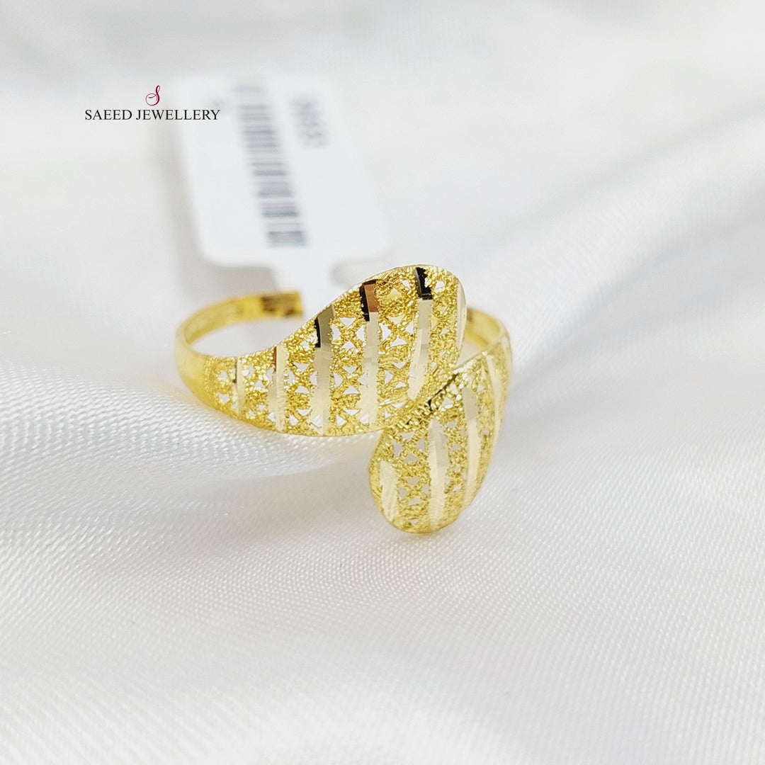 18K Gold Engraved Light Ring by Saeed Jewelry - Image 3