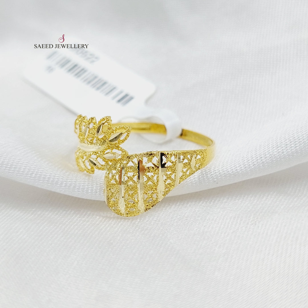 18K Gold Engraved Light Ring by Saeed Jewelry - Image 2