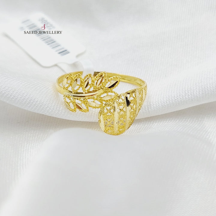 Engraved Light Ring  Made Of 18K Yellow Gold by Saeed Jewelry-30538
