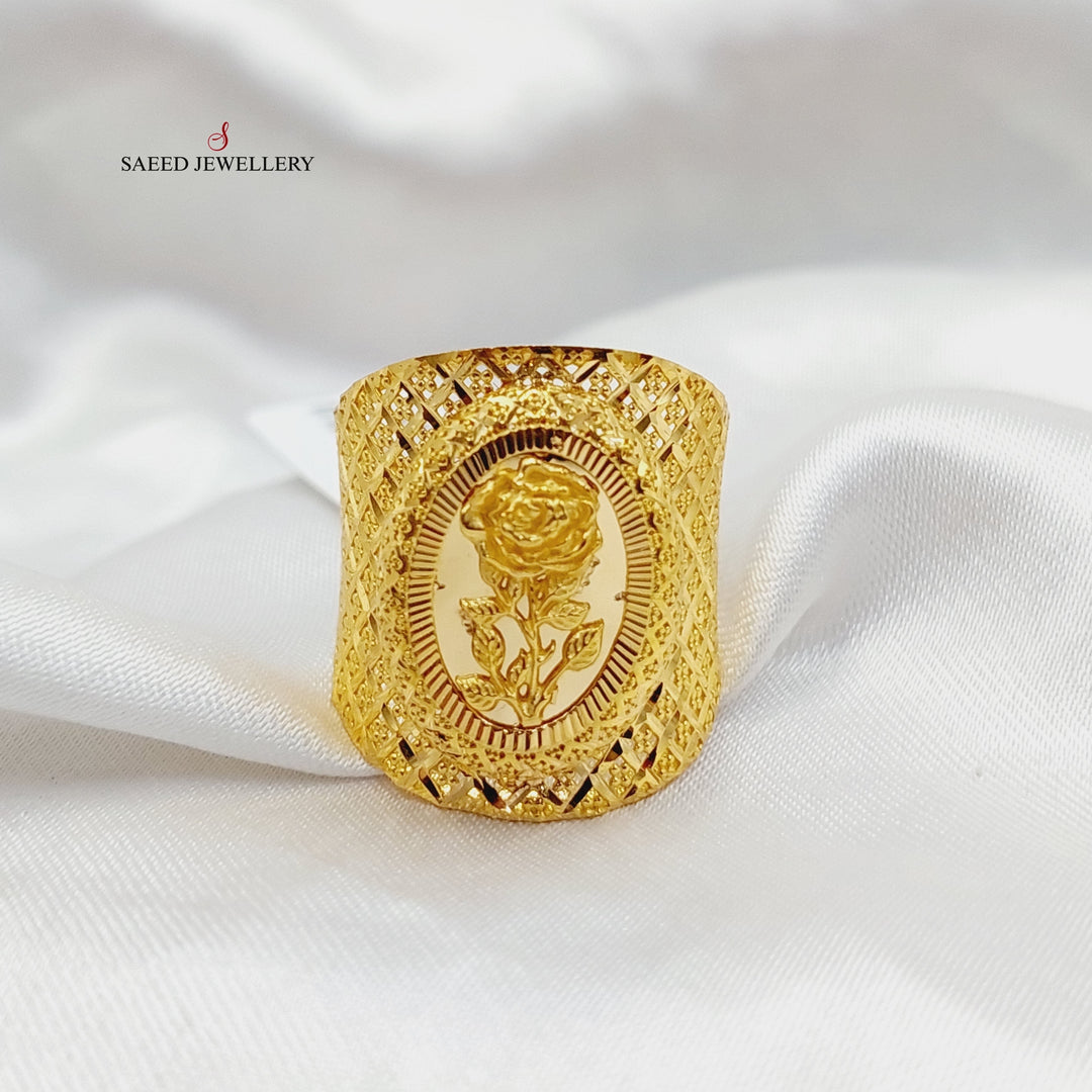 21K Gold Engraved Ounce Ring by Saeed Jewelry - Image 3