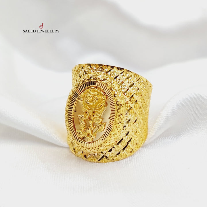 21K Gold Engraved Ounce Ring by Saeed Jewelry - Image 4