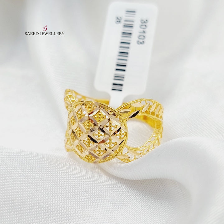 21K Gold Engraved Ounce Ring by Saeed Jewelry - Image 2