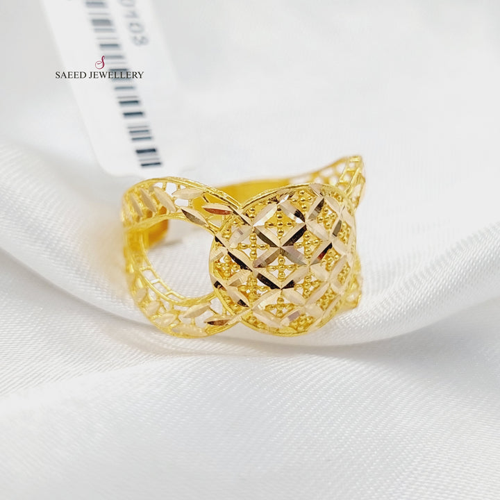 21K Gold Engraved Ounce Ring by Saeed Jewelry - Image 3