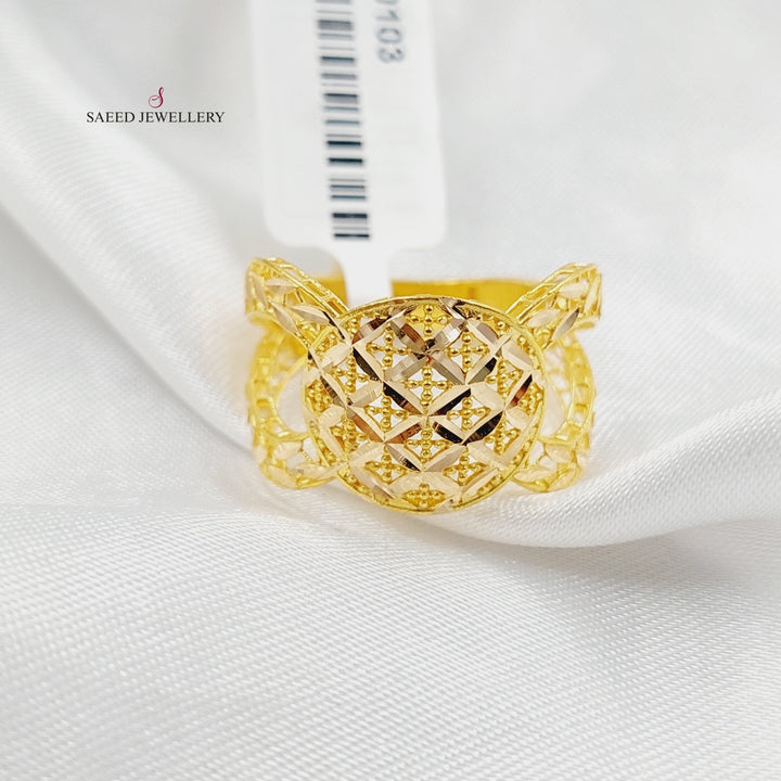 21K Gold Engraved Ounce Ring by Saeed Jewelry - Image 4