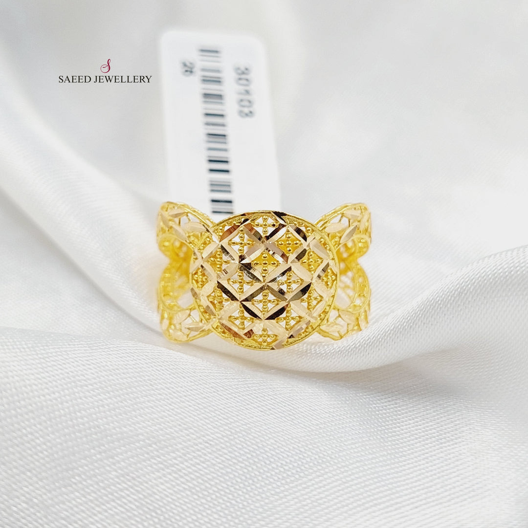 21K Gold Engraved Ounce Ring by Saeed Jewelry - Image 5