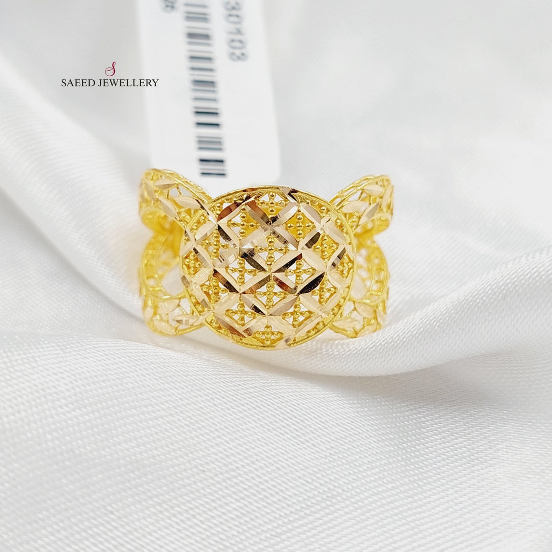 21K Gold Engraved Ounce Ring by Saeed Jewelry - Image 1