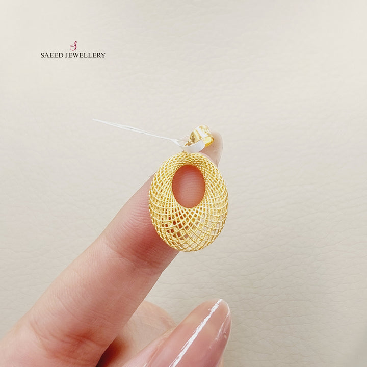 21K Gold Engraved Pendant by Saeed Jewelry - Image 2