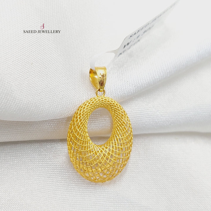 21K Gold Engraved Pendant by Saeed Jewelry - Image 3