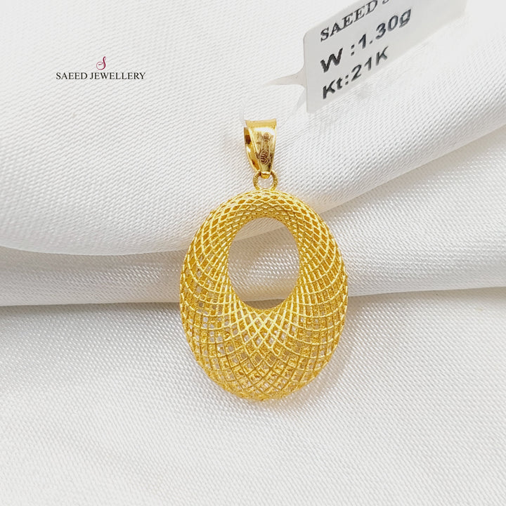 21K Gold Engraved Pendant by Saeed Jewelry - Image 4
