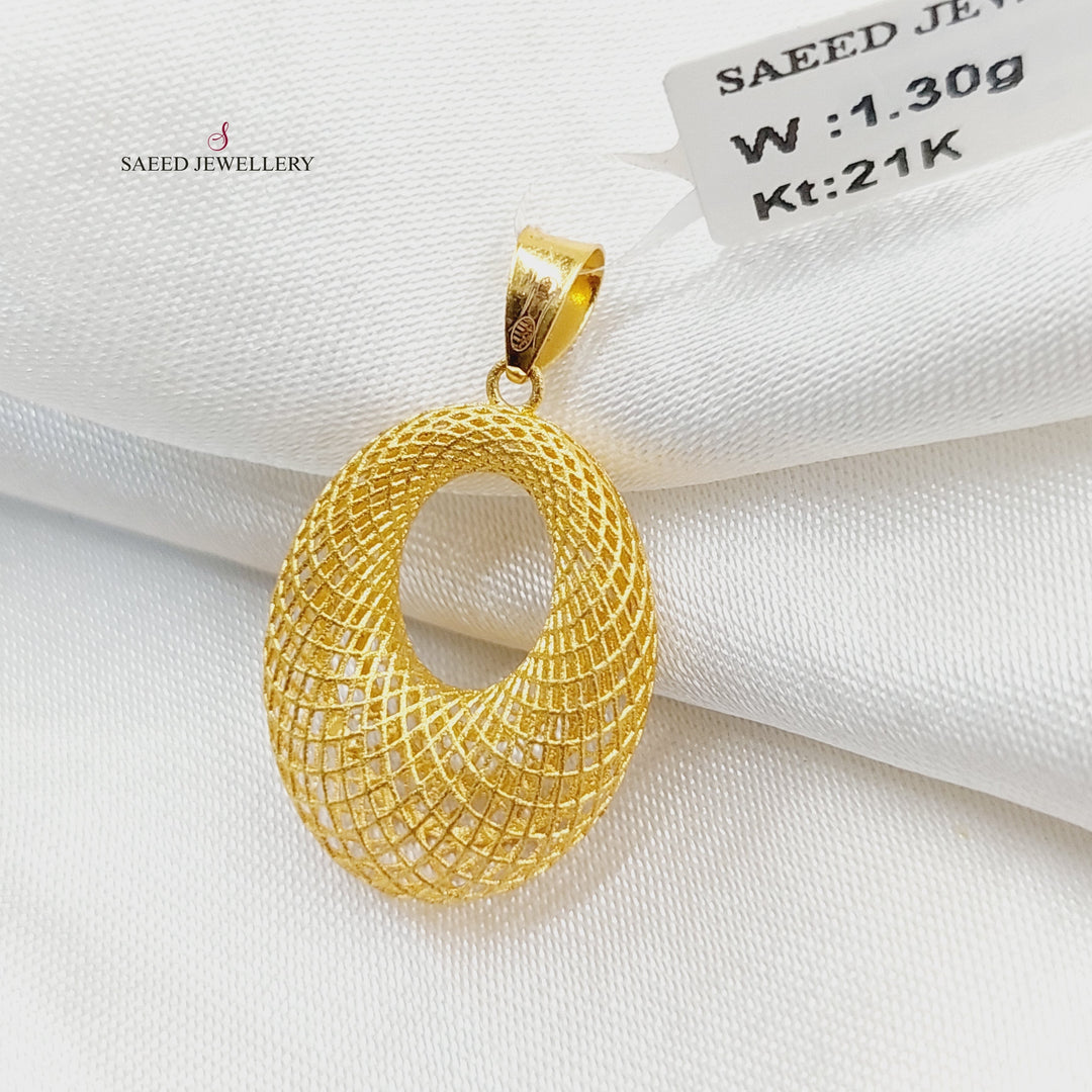 21K Gold Engraved Pendant by Saeed Jewelry - Image 1