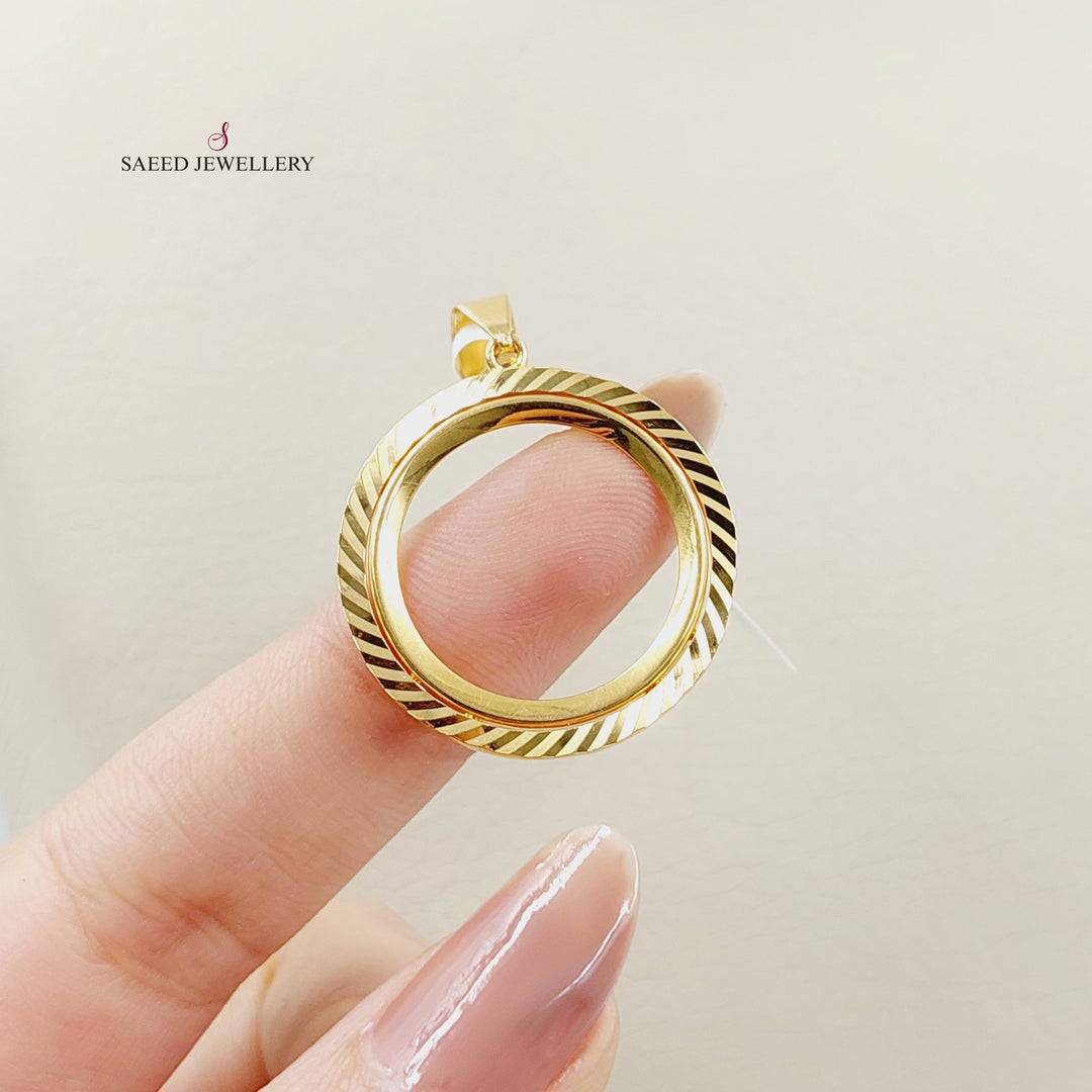 Engraved Rashadi Frame Pendant  Made Of 21K Yellow Gold by Saeed Jewelry-30310