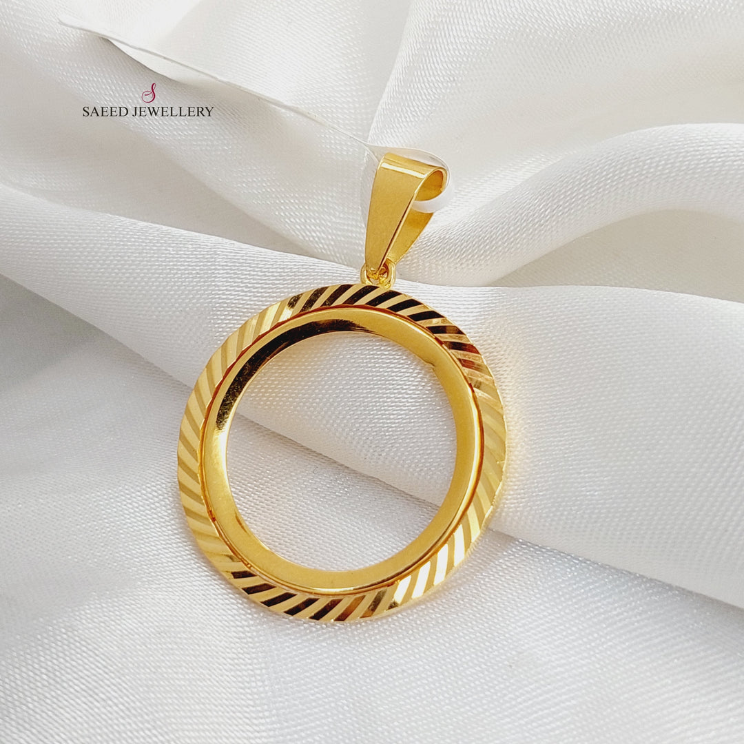 Engraved Rashadi Frame Pendant  Made Of 21K Yellow Gold by Saeed Jewelry-30310