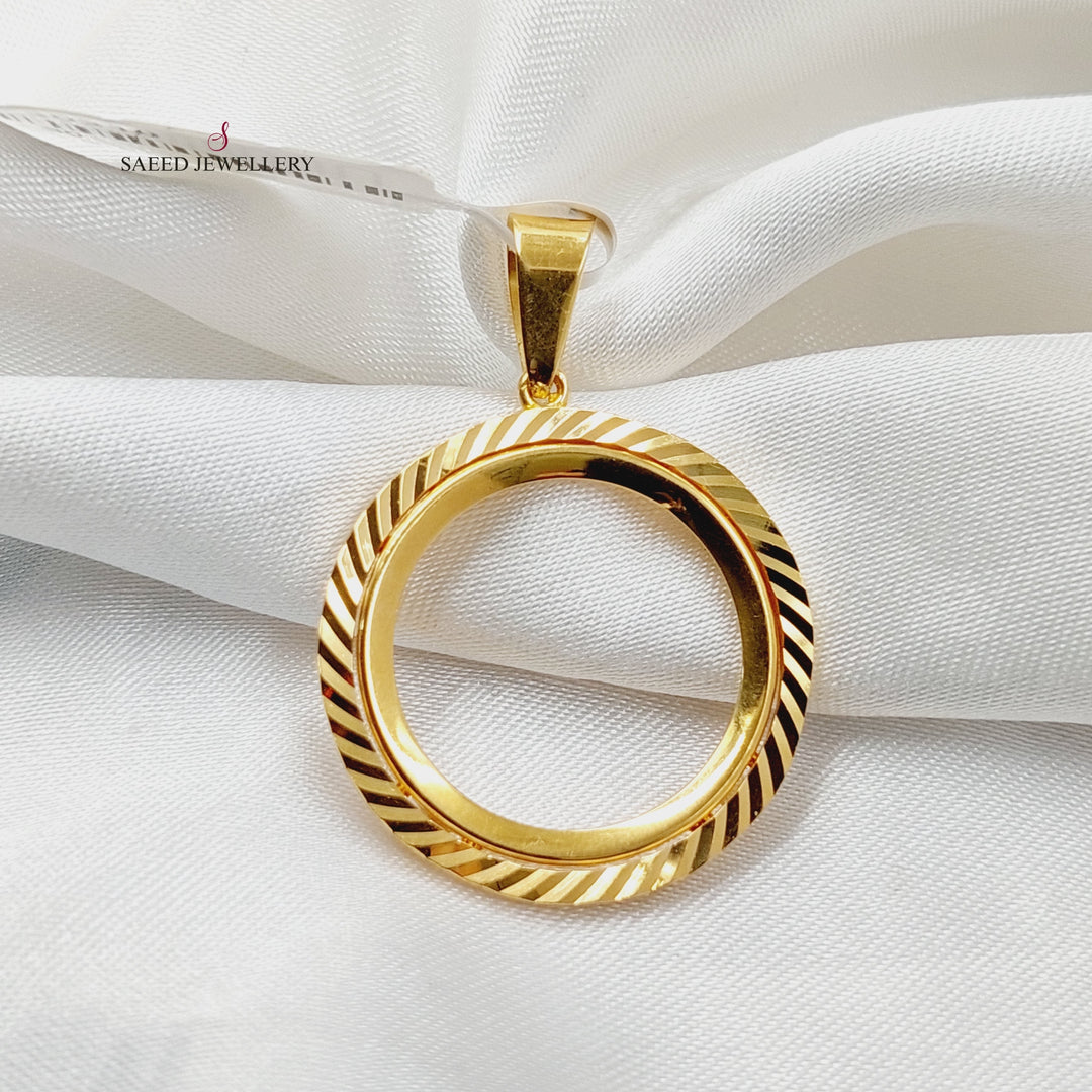 Engraved Rashadi Frame Pendant  Made Of 21K Yellow Gold by Saeed Jewelry-30310