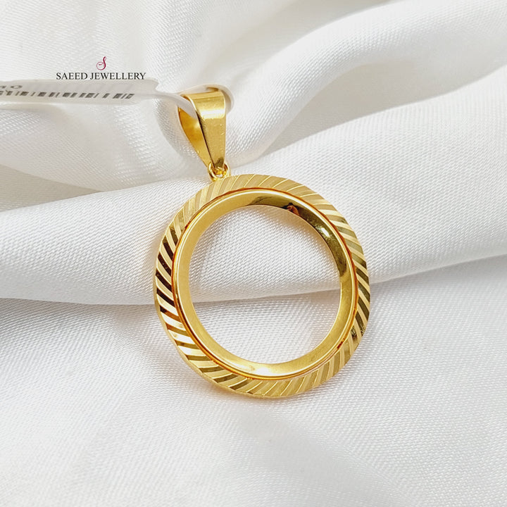Engraved Rashadi Frame Pendant  Made Of 21K Yellow Gold by Saeed Jewelry-30310