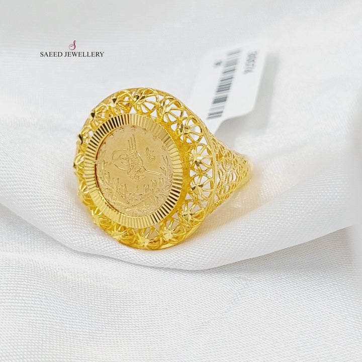 21K Gold Engraved Rashadi Ring by Saeed Jewelry - Image 2