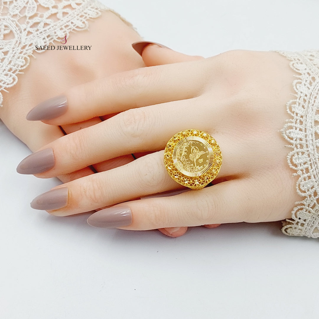 21K Gold Engraved Rashadi Ring by Saeed Jewelry - Image 5