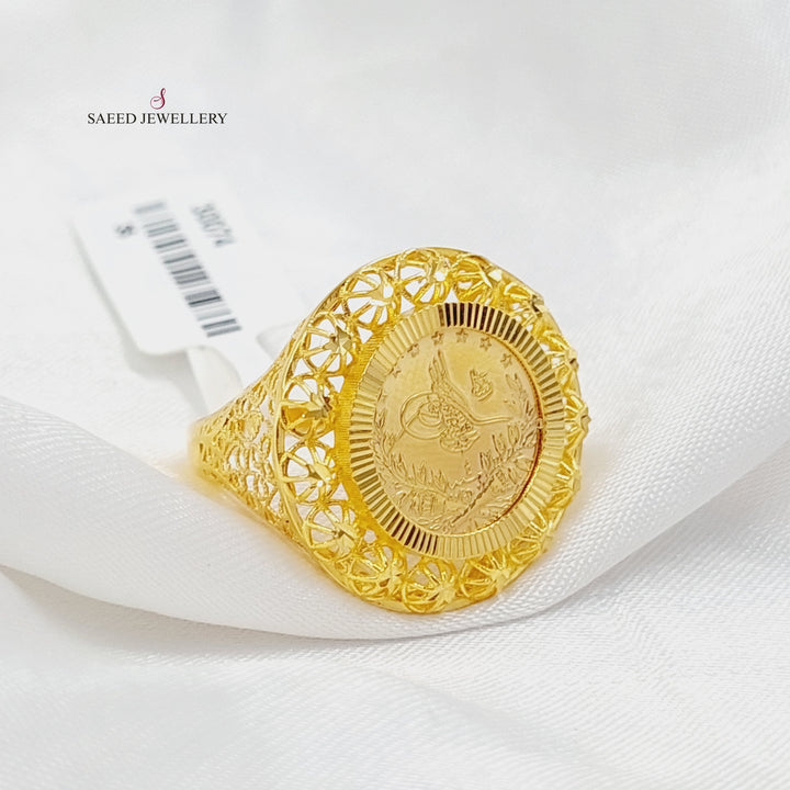 21K Gold Engraved Rashadi Ring by Saeed Jewelry - Image 1