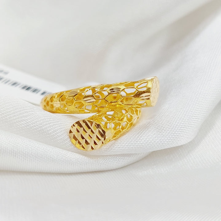 21K Gold Engraved Ring by Saeed Jewelry - Image 2