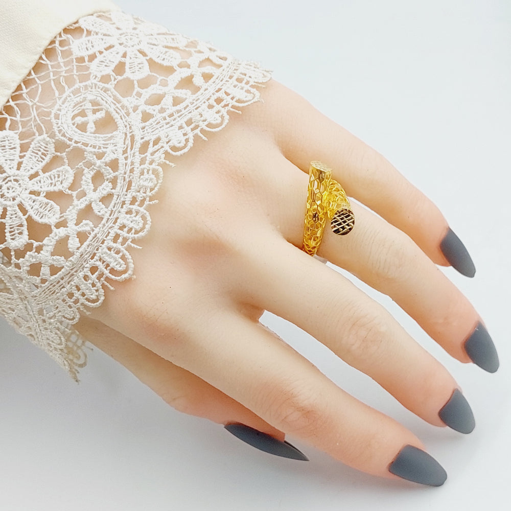 Engraved Ring Made Of 21 Yellow Gold by Saeed Jewelry-27542