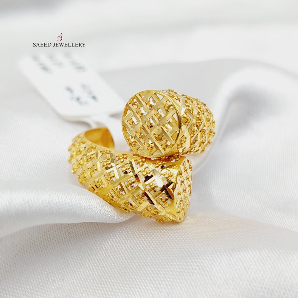 21K Gold Engraved Ring by Saeed Jewelry - Image 2