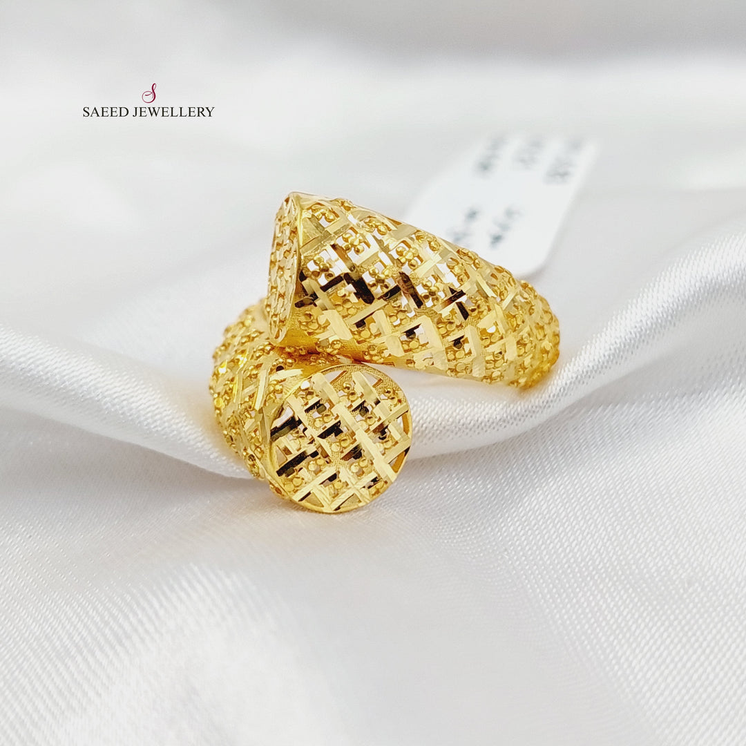 21K Gold Engraved Ring by Saeed Jewelry - Image 3