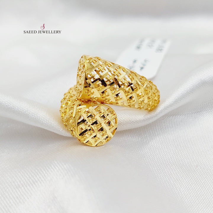 21K Gold Engraved Ring by Saeed Jewelry - Image 3