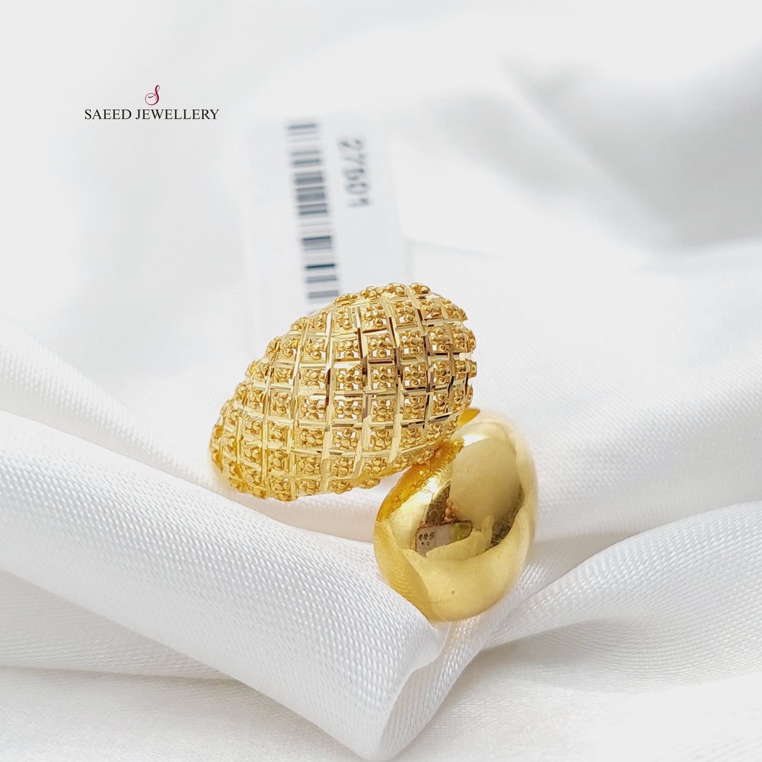 21K Gold Engraved Ring by Saeed Jewelry - Image 2