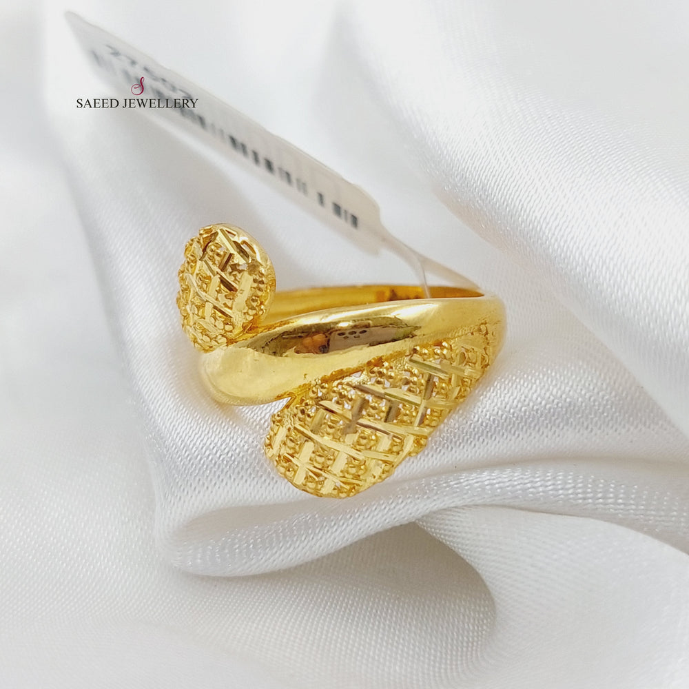 21K Gold Engraved Ring by Saeed Jewelry - Image 2